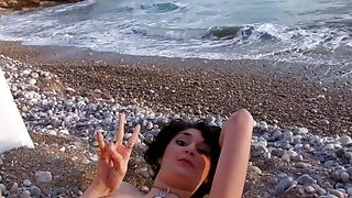 Cougar Step Mom Black-haired With Natural Tits Has Backdoor Sex By The Sea