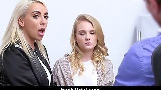 Hot Blonde Daughter-in-law-in-law And Mom Get Hard Banged By Mall Officer